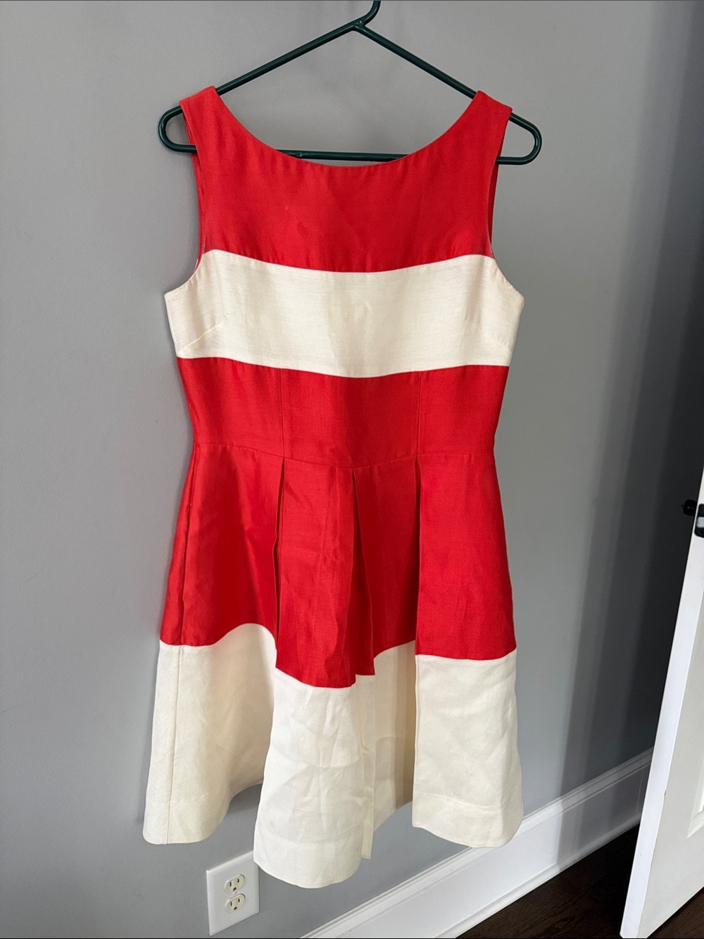 kate spade tangerine and White Colorblock Fit & Flare Midi Dress